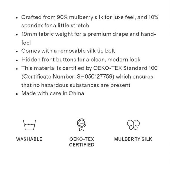 NWT Quince Washable Stretch Silk Shirt Dress. Medium. Black. Perfect Condition. - Picture 15 of 16